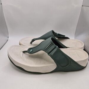 FitFlop Men's Thong Sandals Size US 11 UK 10 EU 44 Green Adjustable Strap Flip